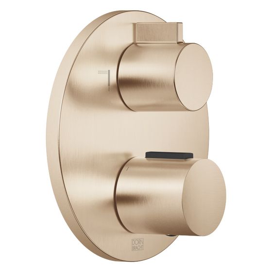 Dornbracht Unterputz-Thermostat mit Zweiwege-Mengenregulierung Abdeckplatte D 150mm, Light Gold gebürstet
