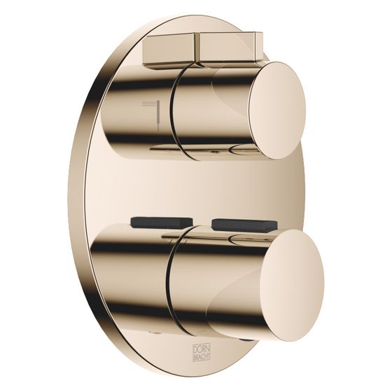 Dornbracht Unterputz-Thermostat mit Zweiwege-Mengenregulierung Abdeckplatte D 150mm, Champagne 22kt Gold