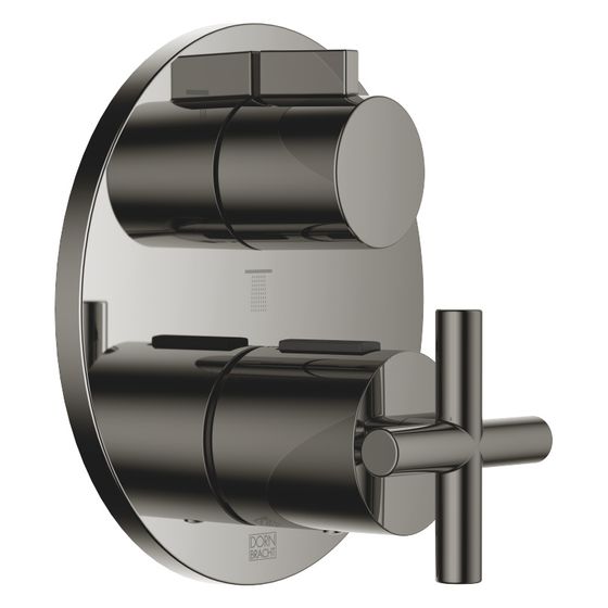 Dornbracht Unterputz-Thermostat Tara mit Dreiwege-Mengenregulierung, Abdeckplatte 150mm, Dark Chrome, 36427892-19
