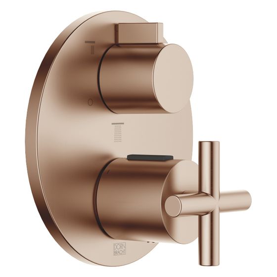 Dornbracht Unterputz-Thermostat Tara mit Dreiwege-Mengenregulierung, Abdeckplatte 150mm, Bronze gebürstet, 36427892-42