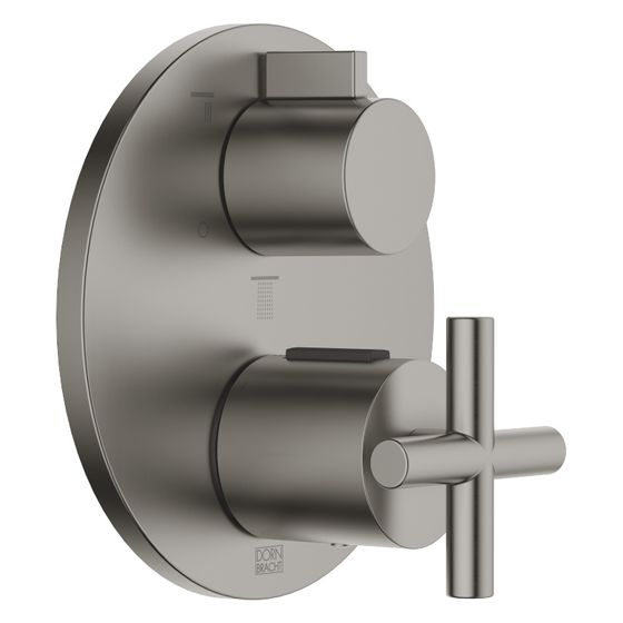 Dornbracht Unterputz-Thermostat Tara mit Dreiwege-Mengenregulierung, Abdeckplatte 150mm, Dark Platinum gebürstet, 36427892-99
