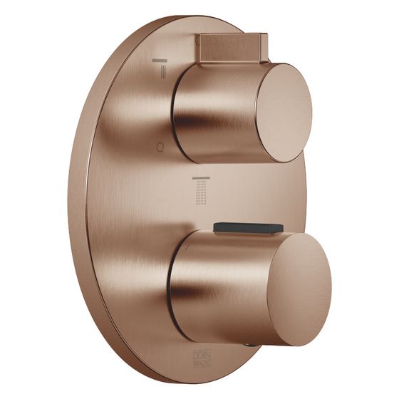 Dornbracht Unterputz-Thermostat mit Dreiwege-Mengenregulierung Abdeckplatte D 150mm, Bronze gebürstet