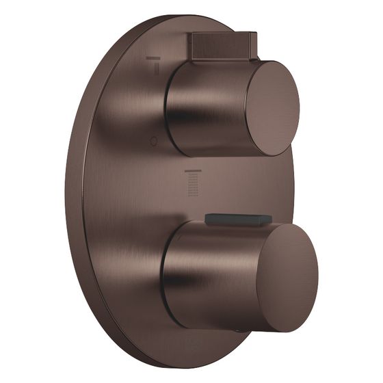 Dornbracht Unterputz-Thermostat mit Dreiwege-Mengenregulierung Abdeckplatte D 150mm, Dark Bronze gebürstet PVD