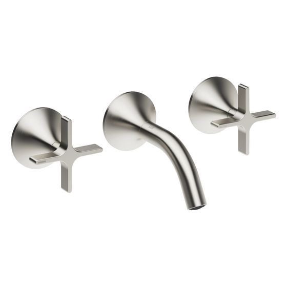 Dornbracht Waschtisch-Wandbatterie Vaia o. Ablaufg., starr, 125mm, 5,7l/min, Platin gebürstet, 36702809-06