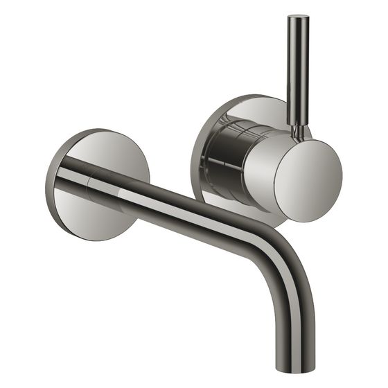 Dornbracht Waschtisch-Wand-Einhandbatterie Meta mit Einzelrosetten, Ausladung 190mm, starr, 5,7l/min, Dark Chrome