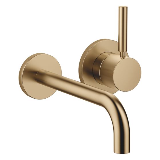 Dornbracht Waschtisch-Wand-Einhandbatterie Meta mit Einzelrosetten, Ausladung 190mm, starr, 5,7l/min, Dark Brass gebürstet