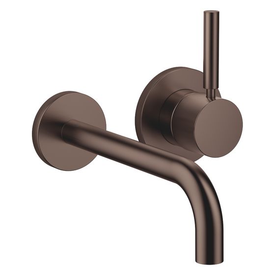 Dornbracht Waschtisch-Wand-Einhandbatterie Meta mit Einzelrosetten, Ausladung 190mm, starr, 5,7l/min, Dark Bronze gebürstet