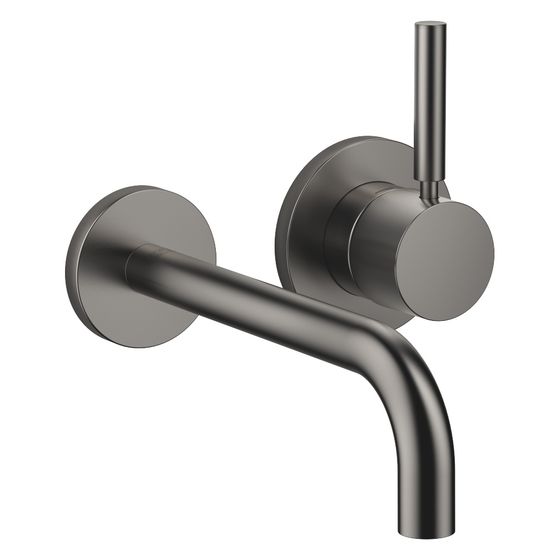 Dornbracht Waschtisch-Wand-Einhandbatterie Meta mit Einzelrosetten, Ausladung 190mm, starr, 5,7l/min, Dark Platinum gebürstet