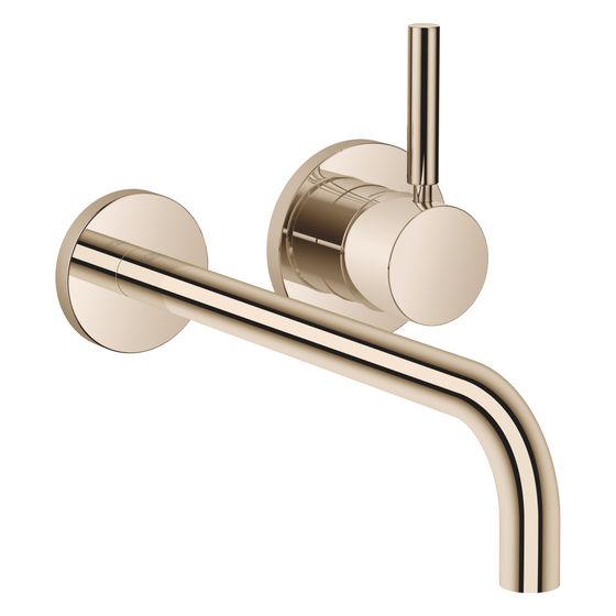 Dornbracht Waschtisch-Wand-Einhandbatterie Meta mit Einzelrosetten, Ausladung 250mm, starr, 5,7l/min, Light Gold