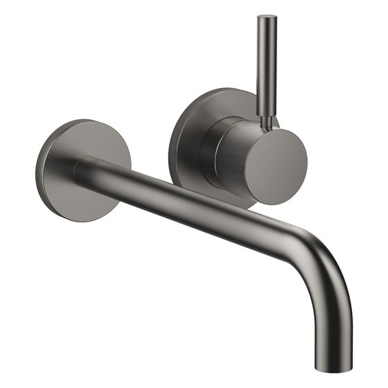 Dornbracht Waschtisch-Wand-Einhandbatterie Meta mit Einzelrosetten, Ausladung 250mm, starr, 5,7l/min, Dark Platinum gebürstet
