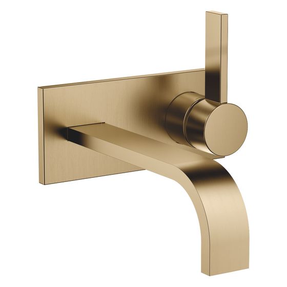 Dornbracht Waschtisch-Wand-Einhandbatterie Mem, mit Abdeck., o. Abl., starrer Ausl., 207mm, 5,7l/min, Dark Brass gebürstet