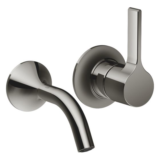 Dornbracht Waschtisch-Wand-Einhandbatterie Vaia o. Ablaufg., starr, Ausladung 125mm, 5,7l/min, Dark Chrome