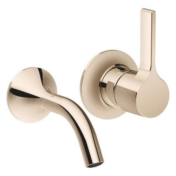 Dornbracht Waschtisch-Wand-Einhandbatterie Vaia o. Ablaufg., starr, Ausladung 125mm, 5,7l/min, Champagne 22kt Gold