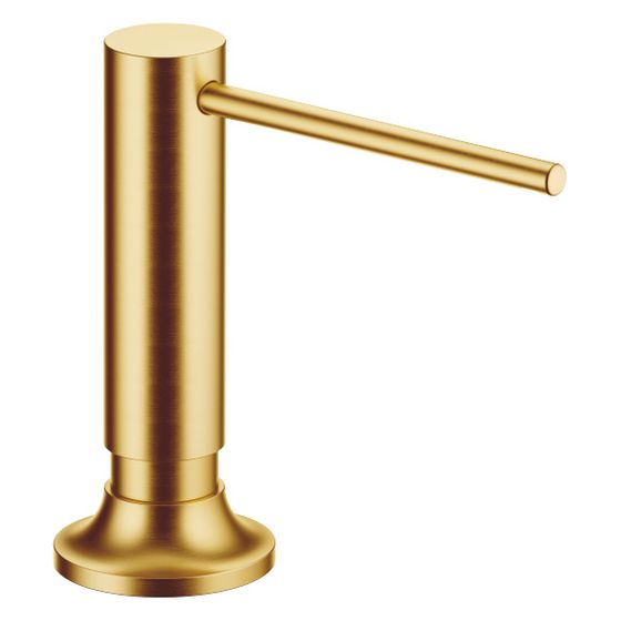 Dornbracht Spender Vaia mit Rosette, schwenkbar, Ausladung 140mm, 500ml, Messing gebürstet 23kt Gold