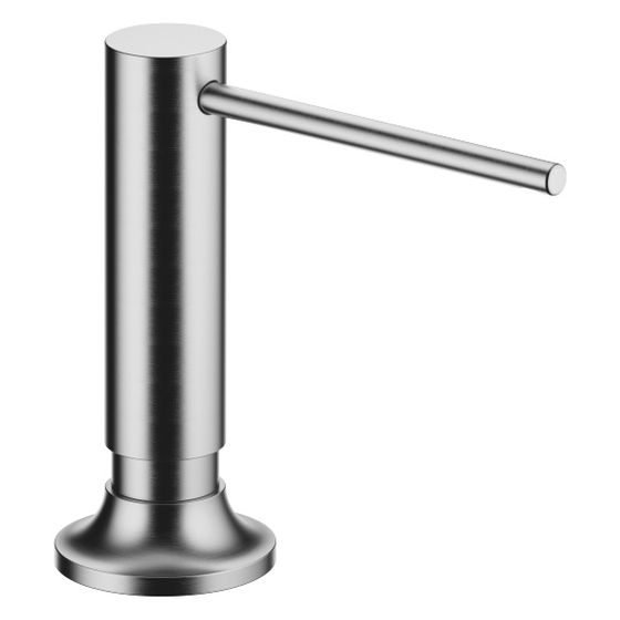 Dornbracht Spender Vaia mit Rosette, schwenkbar, Ausladung 140mm, 500ml, Chrom gebürstet