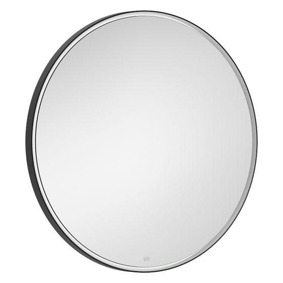Dornbracht Lichtspiegel rund mit umlaufendem Aluminiumrahmen LED-Beleuchtung dimmbar IP44 750mm Ausladung 40mm, Schwarz matt