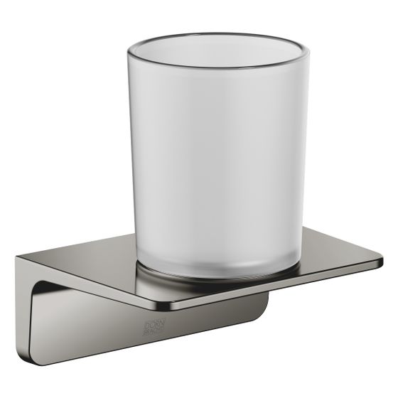 Dornbracht Glashalter, 90mm Stichmaß, Kristallglas matt, Ausladung 103mm, Dark Chrome
