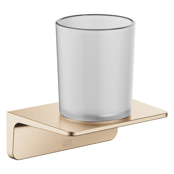 Dornbracht Glashalter, 90mm Stichmaß, Kristallglas matt, Ausladung 103mm, Light Gold gebürstet
