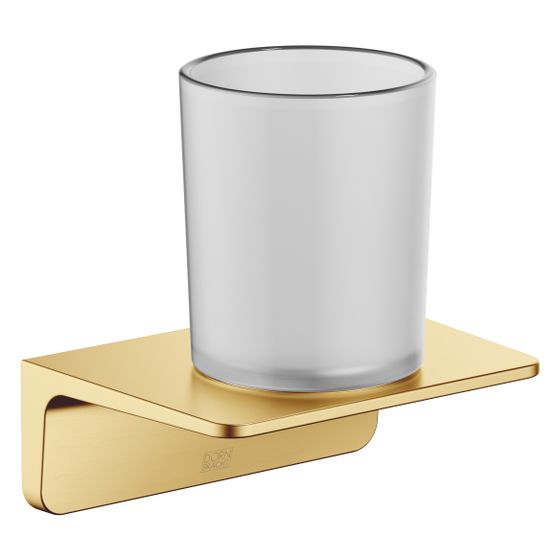 Dornbracht Glashalter, 90mm Stichmaß, Kristallglas matt, Ausladung 103mm, Gold gebürstet
