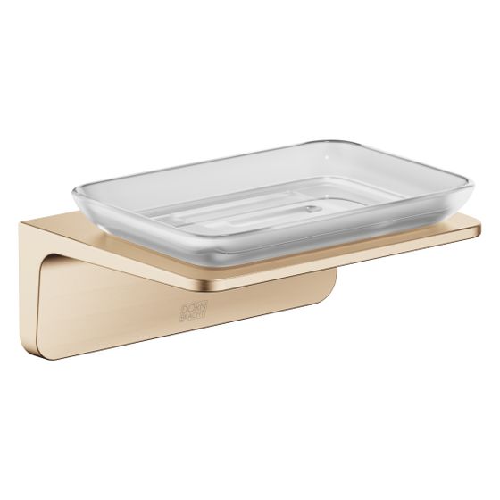 Dornbracht Seifenhalter Kristallglas matt 140x67x103mm Stichmaß 90mm, Light Gold gebürstet PVD