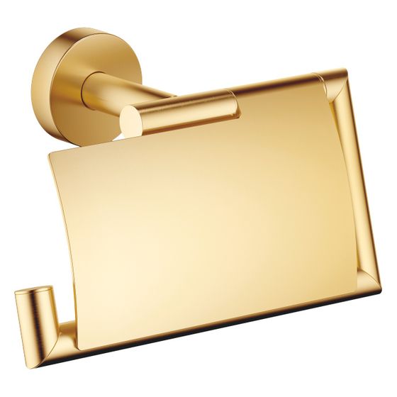 Dornbracht Papierrollenhalter mit Deckel Meta 150x95x40mm Rosette 40mm Ausladung 40mm, Gold gebürstet PVD
