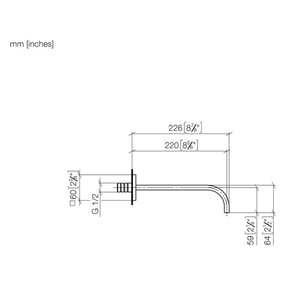 Dornbracht Wannenauslauf Mem, eckig, für Wandmontage, Ausladung 220mm, max. 38,5l/min, Bronze gebürstet