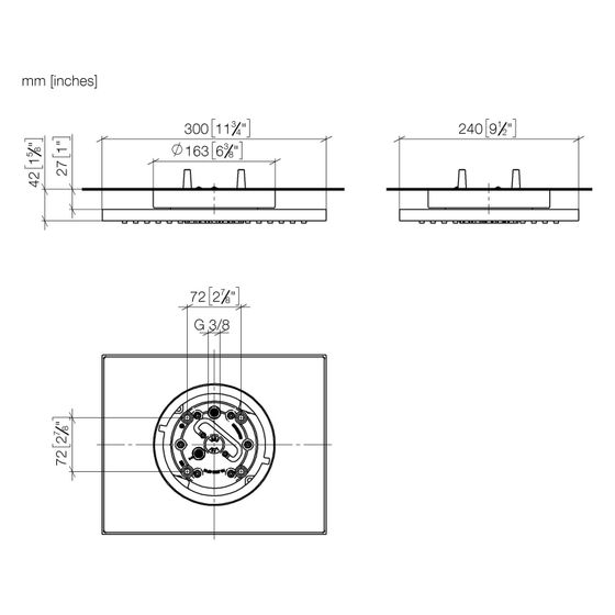 Dornbracht Regenbrause Symetrics für Deckenanbindung 300x240mm 12l/min 6l/min, Champagne 22kt Gold