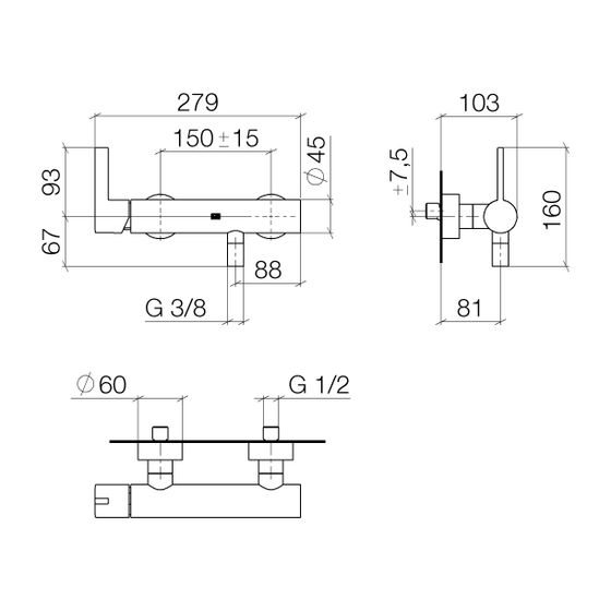 Dornbracht Waschtisch-Zweilochbatterie IMO mit Ablaufgarnitur Ausladung 165mm, 4,5l/min, Gold gebürstet PVD
