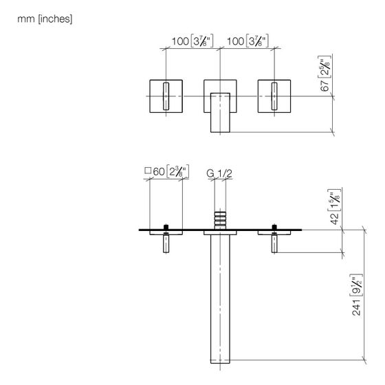 Dornbracht Waschtisch-Wandbatterie Mem, o. Ablaufg., starrer Auslauf, 240mm, max. 5,7l/min, Bronze gebürstet