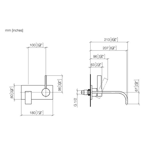 Dornbracht Waschtisch-Wand-Einhandbatterie Mem, mit Abdeck., o. Abl., starrer Ausl., 207mm, 5,7l/min, Bronze gebürstet