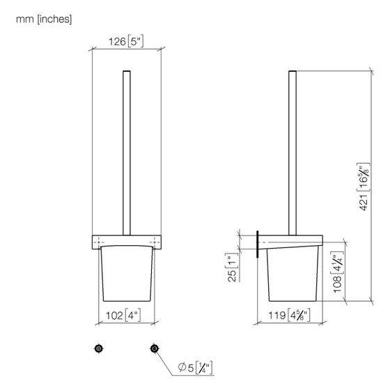 Dornbracht Toiletten-Bürstengarnitur Wandmodell Kristallglas 126x415x120mm, Messing gebürstet 23kt Gold