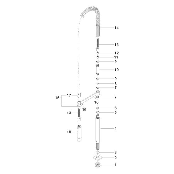 Dornbracht Auslauf für eUNIT Kitchen, 600x100x380mm, 04111007110-00