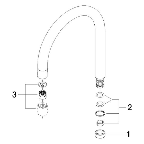 Dornbracht Auslauf, 165mm, Platin gebürstet, 90282206600-06