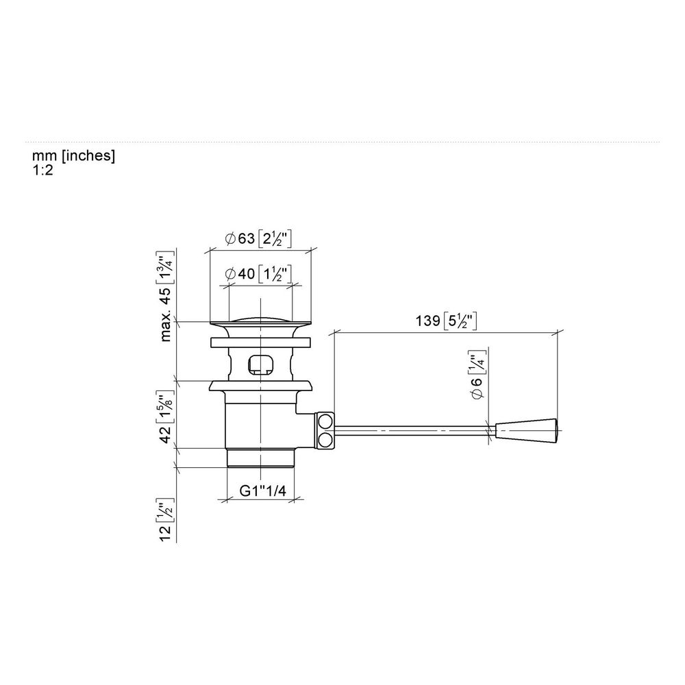 Dornbracht Ablaufgarnitur mit Kniehebel 185mm G 1 1/4" für Becken mit Überlauf,... DORNBRACHT-10300970-39 4099477345932 (Abb. 3)