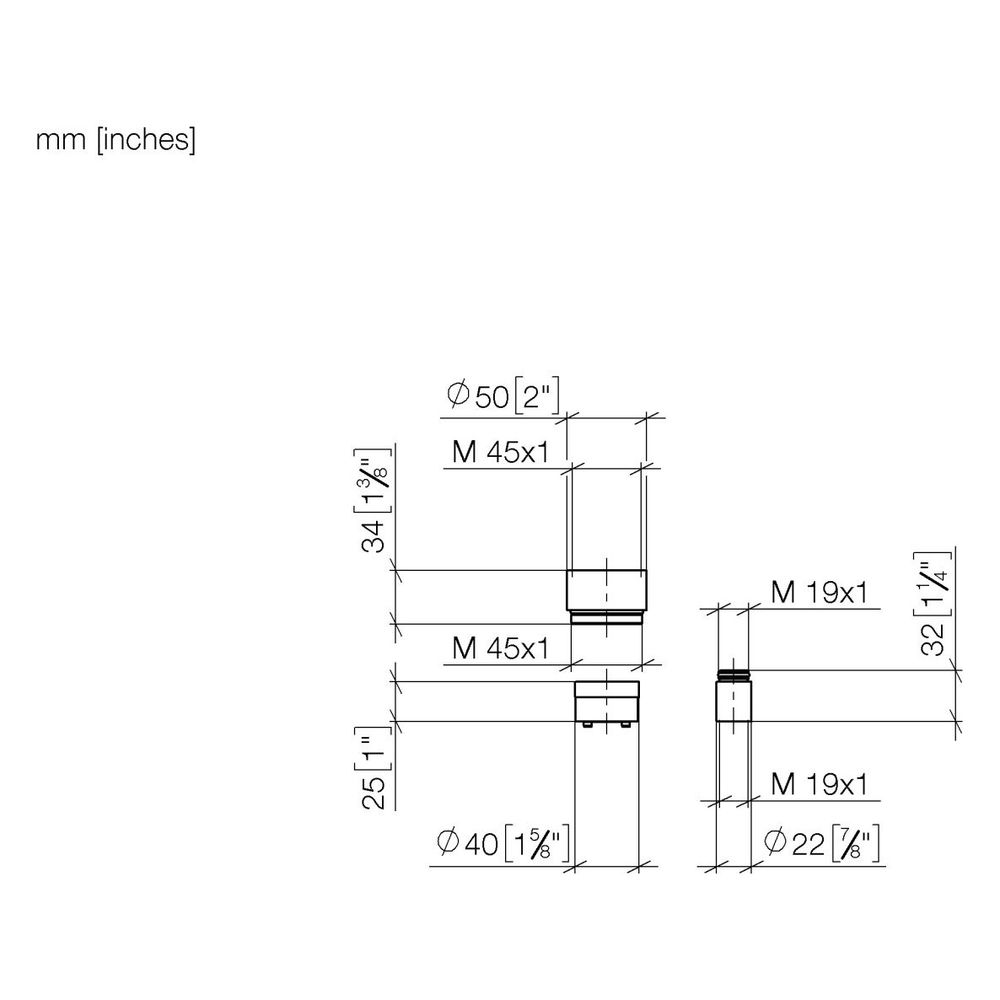 Dornbracht Verlängerung 25mm für Unterputz-Einhandbatterie Brause und Wanne 36 0... DORNBRACHT-1219097090 4029011647970 (Abb. 3)