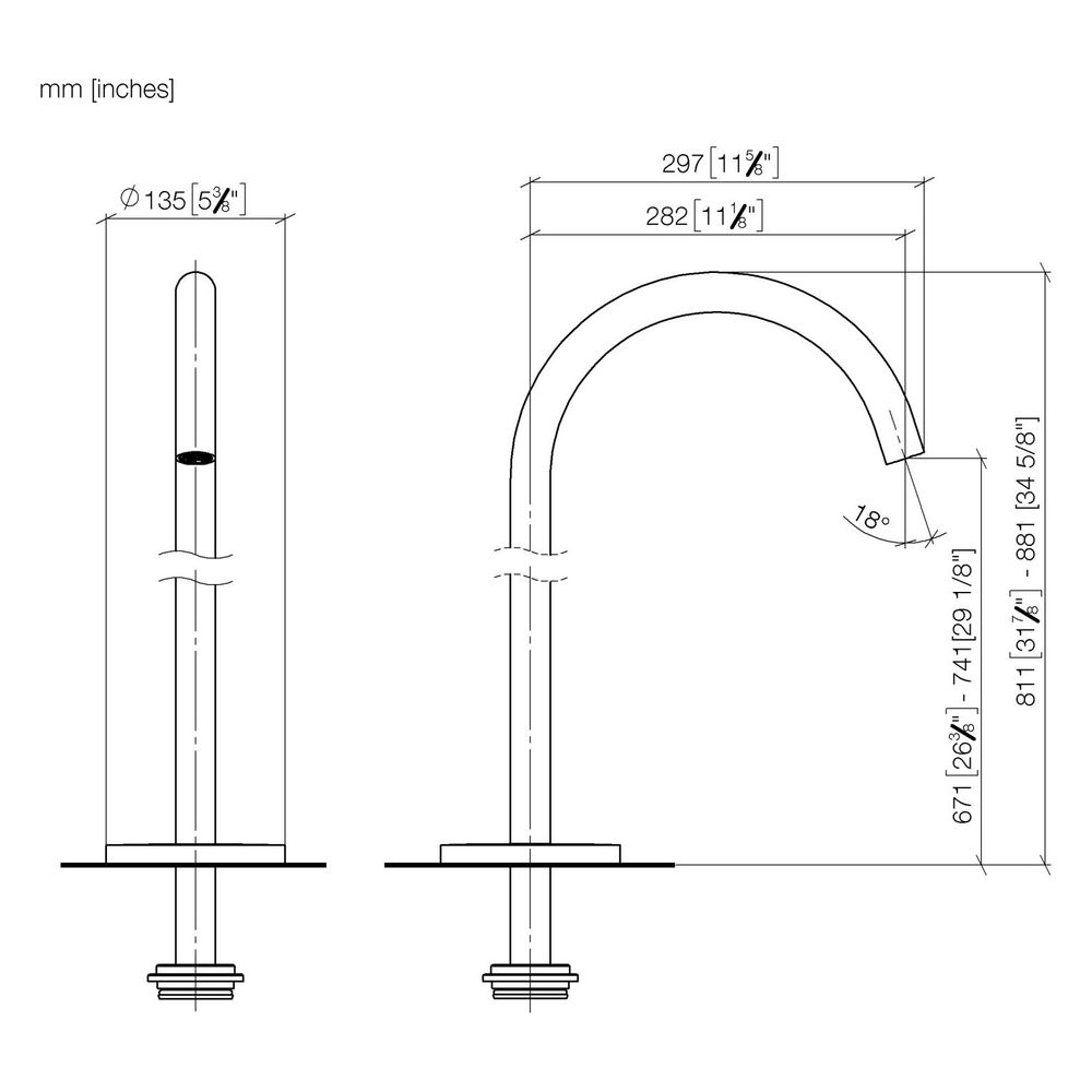 Dornbracht Wannenauslauf Meta für freistehende Montage, Ausladung 282mm, 28,6l/... DORNBRACHT-13672661-00 4029011761522 (Abb. 3)