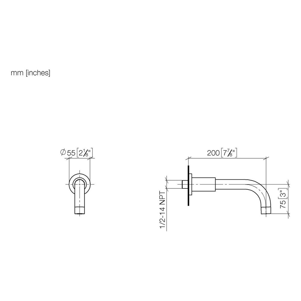 Dornbracht Wannenauslauf Tara für Wandmontage, Ausladung 200mm, G 1/2", max. 29... DORNBRACHT-13801892-39 4099477346212 (Abb. 3)