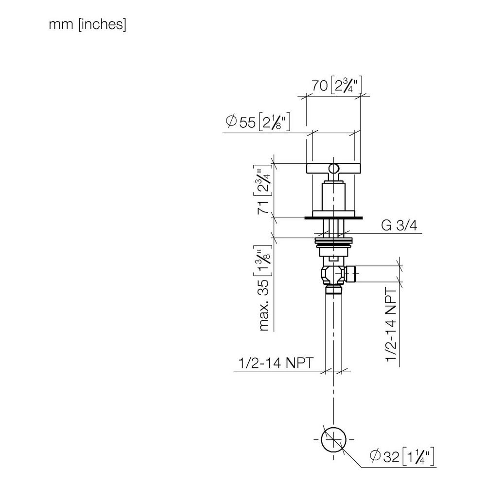 Dornbracht Seitenventil Tara, rechtsschließend, Bohrung 32mm, Dark Bronze gebür... DORNBRACHT-20000892-43 4099477463087 (Abb. 3)