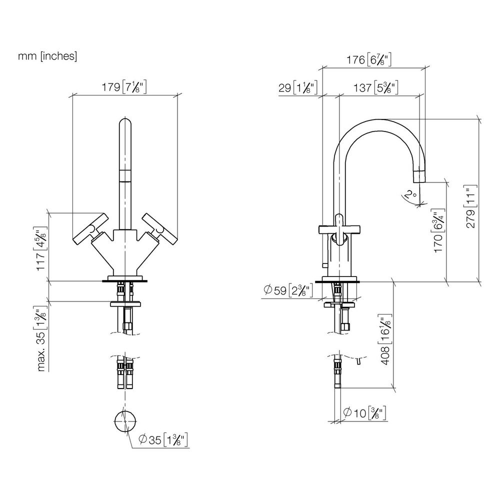 Dornbracht Waschtisch-Einlochbatterie Tara mit Ablaufgarnitur, schwenkbar, 135m... DORNBRACHT-22512892-43 4099477463384 (Abb. 3)