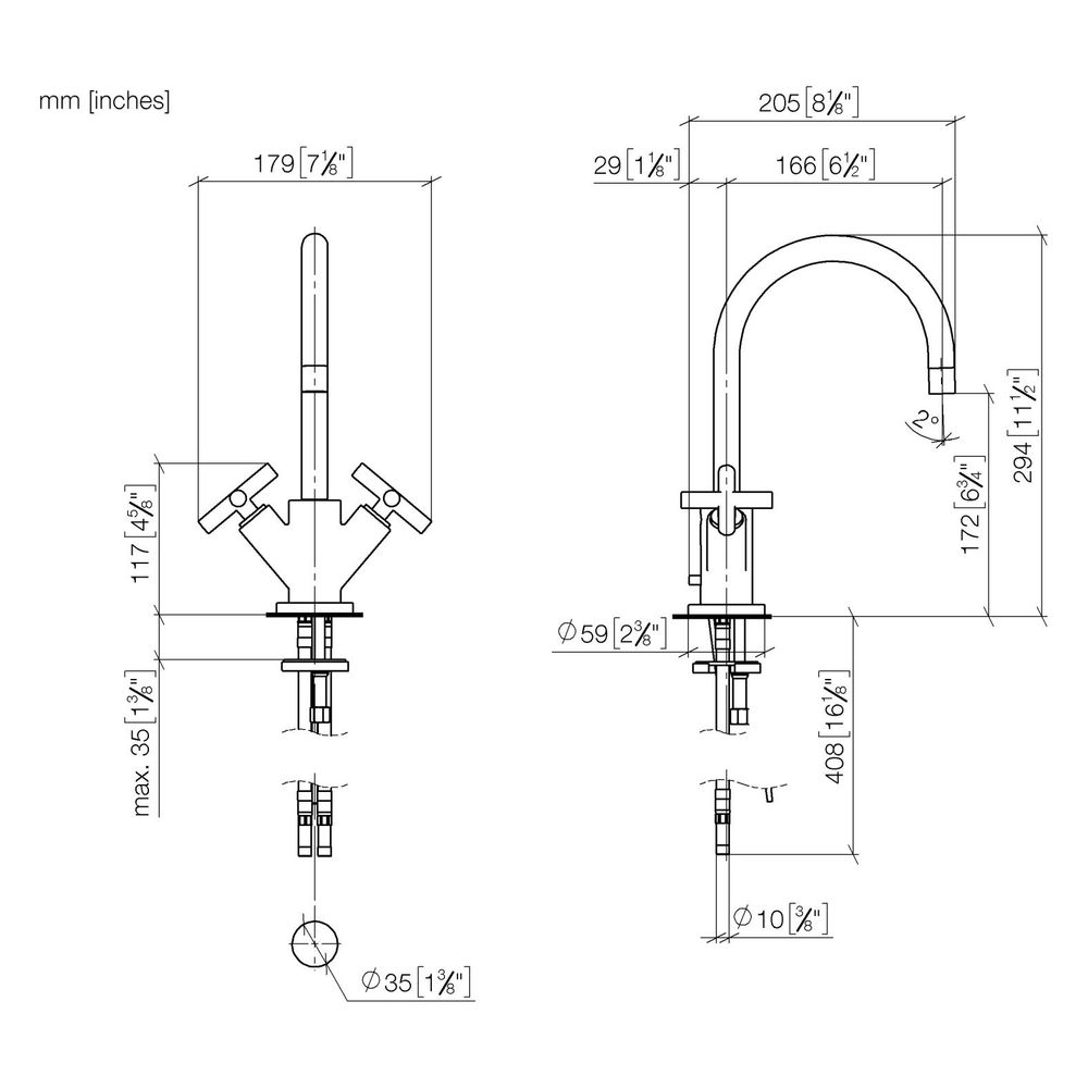 Dornbracht Waschtisch-Einlochbatterie Tara mit Ablaufgarnitur, schwenkbar, 165m... DORNBRACHT-22513892-43 4099477463421 (Abb. 3)