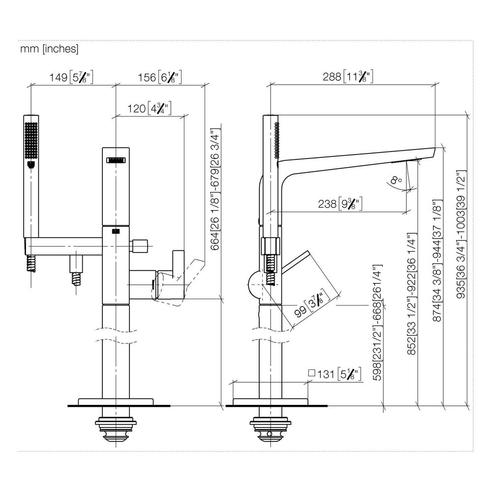 Dornbracht Wannen-Einhandbatterie CL.1 mit Standrohr und Schlauchbrausegarnitur... DORNBRACHT-25863705-47 4099477136905 (Abb. 3)
