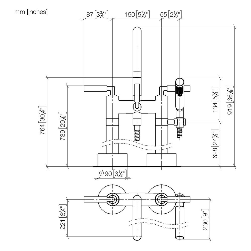 Dornbracht Wannen-Zweilochbatterie Tara, freistehend, Handbr., schwenkbar, 220m... DORNBRACHT-25943882-39 4099477346939 (Abb. 3)