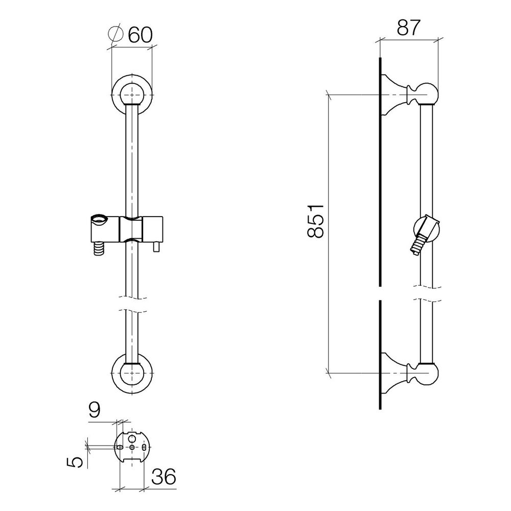 Dornbracht Duschgarnitur Madison ohne Handbrause Stichmaß 850mm, Messing gebürs... DORNBRACHT-26413370-28 4029011921483 (Abb. 3)