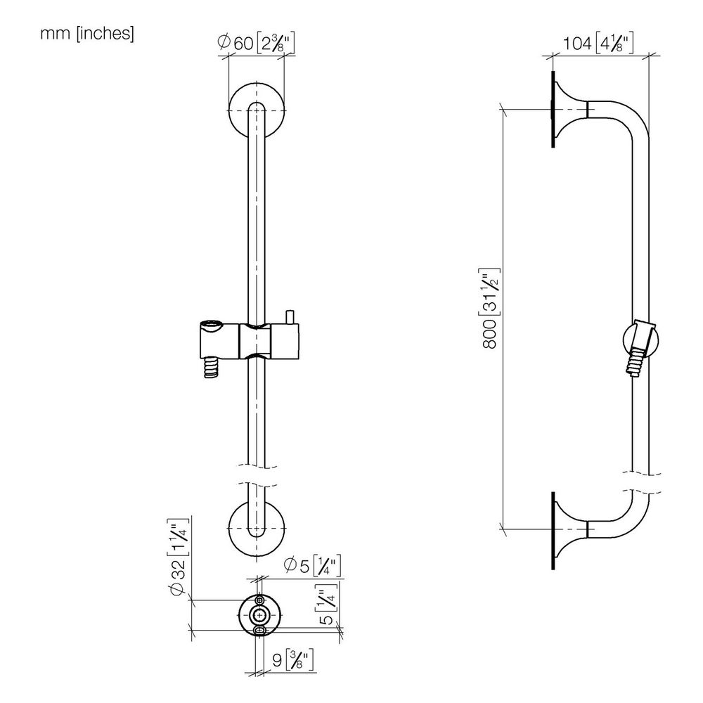 Dornbracht Duschgarnitur Vaia ohne Handbrause Stichmaß 800mm, Dark Bronze gebür... DORNBRACHT-26413809-43 4099477463797 (Abb. 3)