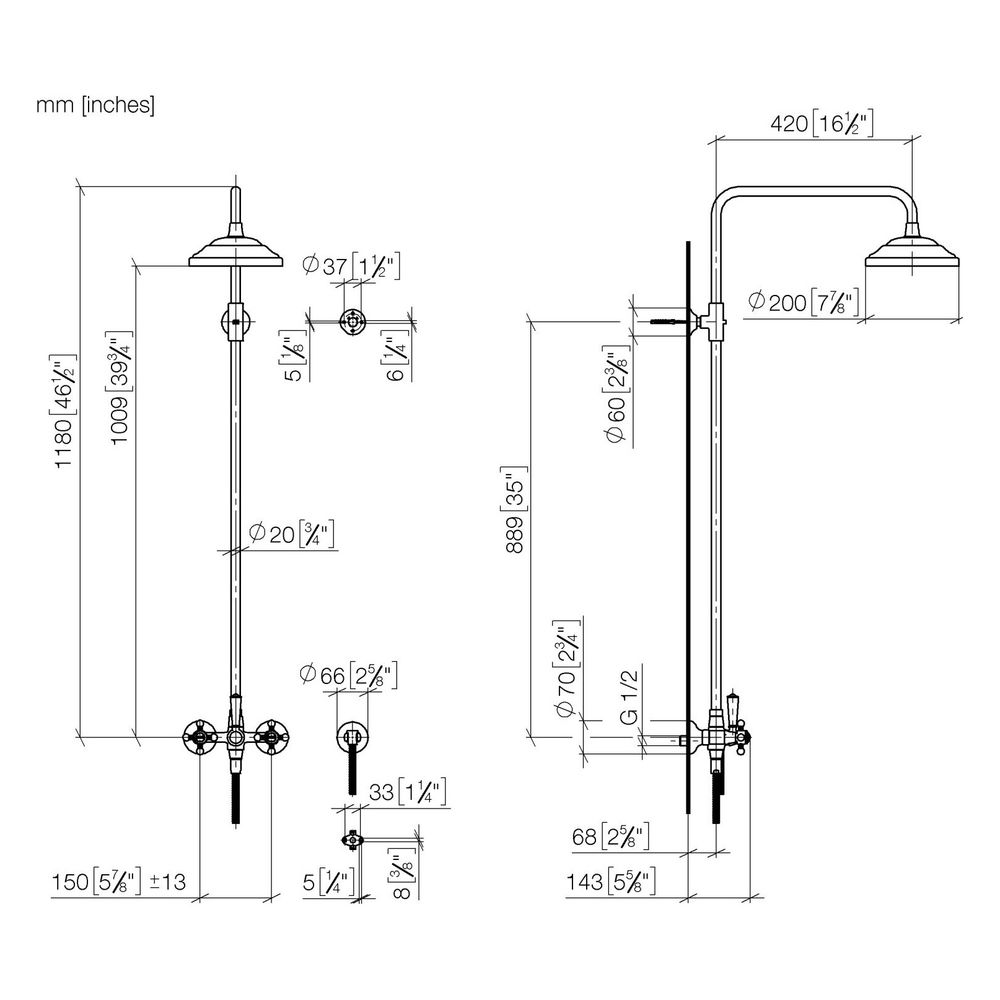 Dornbracht Shower Pipe Madison mit Brausebatterie ohne Handbrause, Ausladung 42... DORNBRACHT-26632360-06 4029011899362 (Abb. 3)
