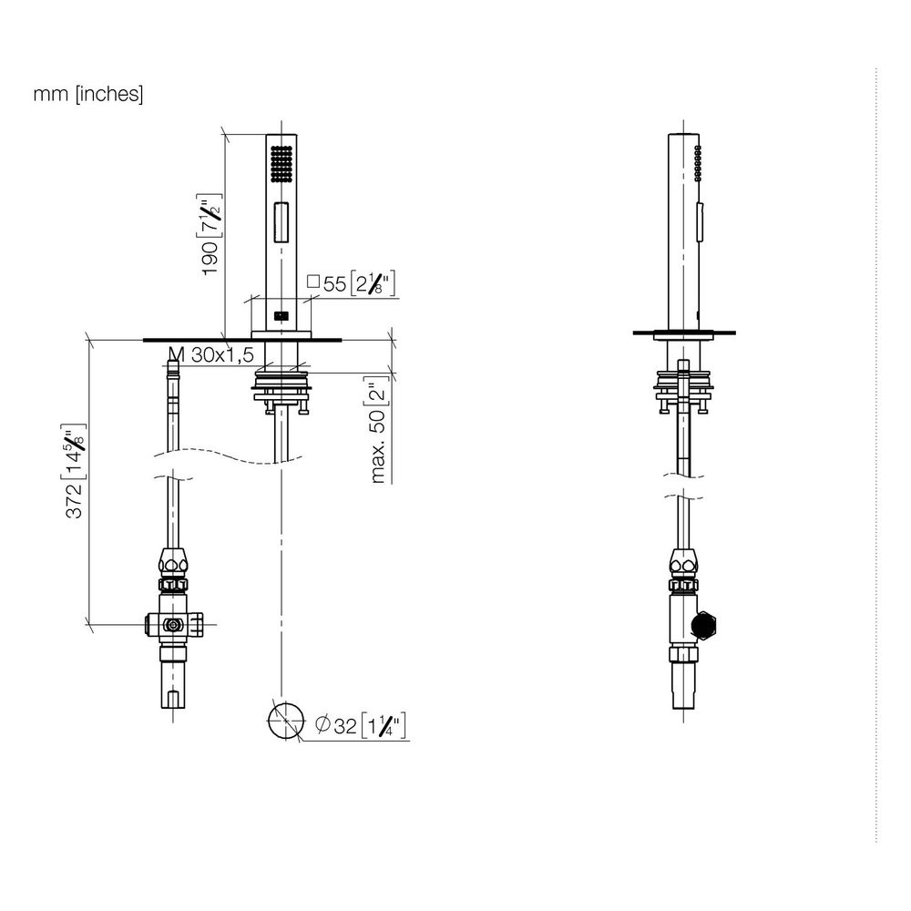 Dornbracht Spülbrausegarnitur mit eckiger, automatischer Umschalter Armaturenhö... DORNBRACHT-27723970-42 4099477268163 (Abb. 5)
