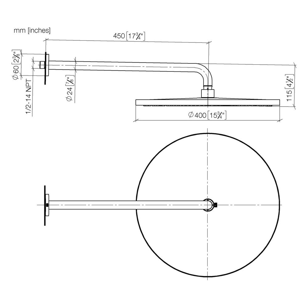 Dornbracht Regenbrause mit Wandanbindung, 450mm D 400mm Pure Rain 20l/min, Dark... DORNBRACHT-28659970-39 4099477348186 (Abb. 3)