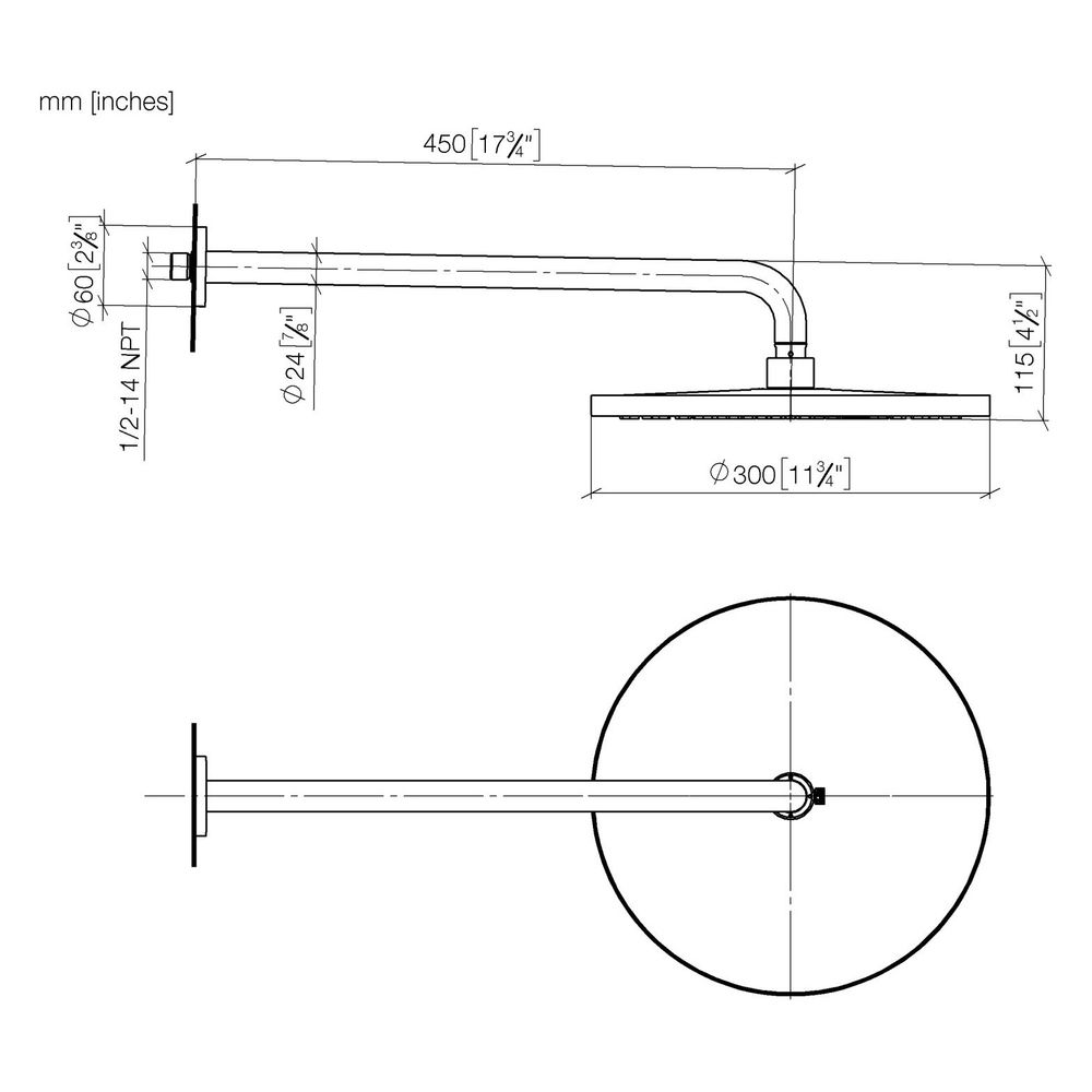 Dornbracht Regenbrause mit Wandanbindung FlowReduce, 450mm Metall D 300mm Pure ... DORNBRACHT-28676970-19 4099477314679 (Abb. 3)