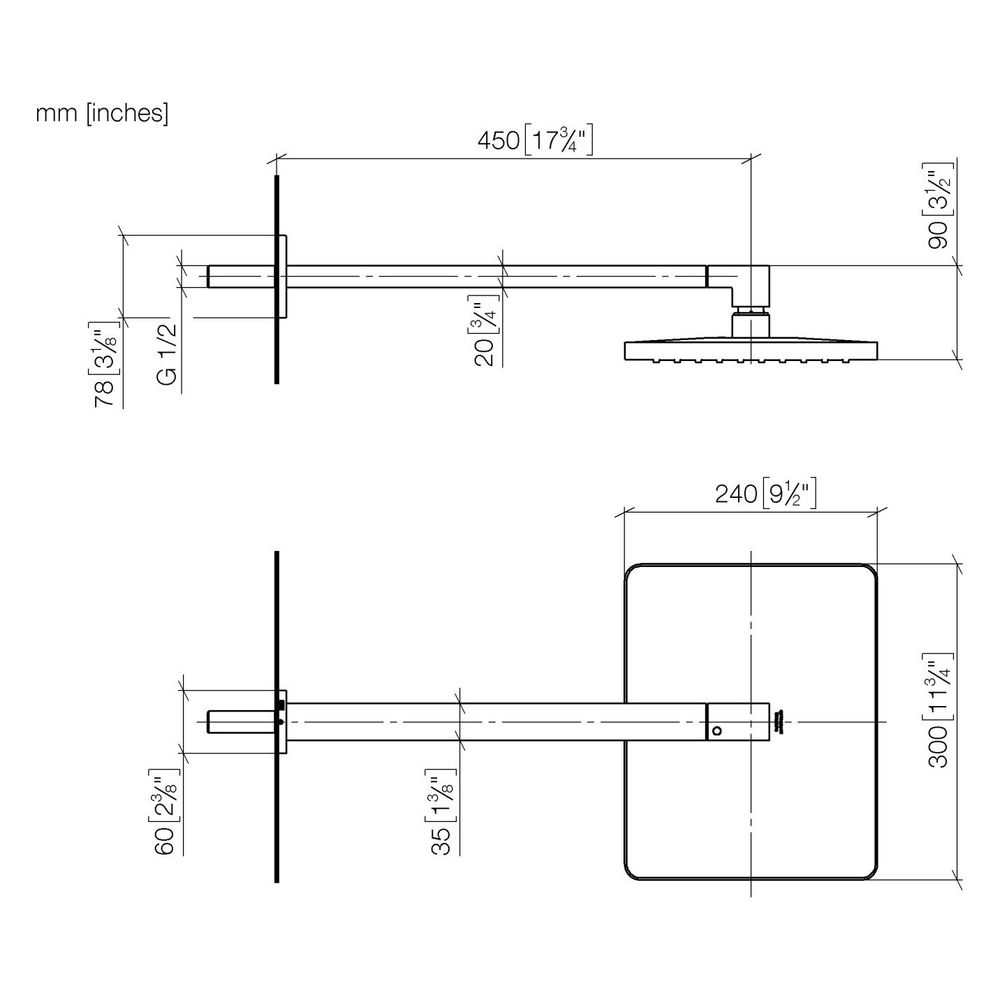 Dornbracht Regenbrause mit Wandanbindung FlowReduce Ausladung 450mm 300x240mm 6... DORNBRACHT-28760710-06 4099477472041 (Abb. 3)