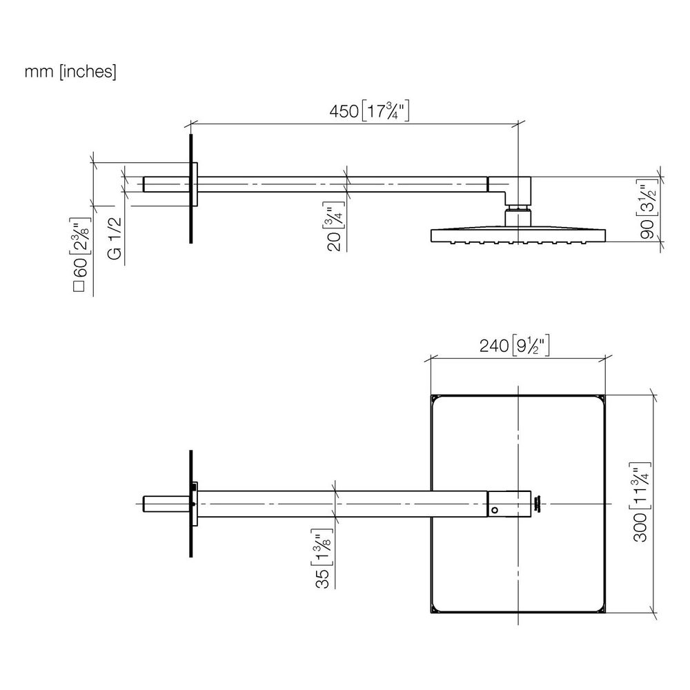 Dornbracht Regenbrause Symetrics mit Wandanbindung FlowReduce Ausladung 450mm 3... DORNBRACHT-28760980-99 4099477504490 (Abb. 3)